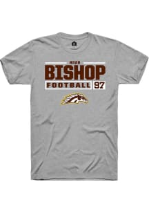 Noah Bishop  Western Michigan Broncos Grey Rally Football NIL Stacked Box Short Sleeve T Shirt