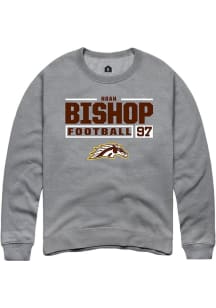 Noah Bishop  Rally Western Michigan Broncos Mens Grey Football NIL Stacked Box Long Sleeve Crew Sw..