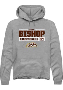 Noah Bishop  Rally Western Michigan Broncos Mens Grey Football NIL Stacked Box Long Sleeve Hoodie