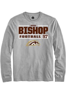 Noah Bishop  Western Michigan Broncos Grey Rally Football NIL Stacked Box Long Sleeve T Shirt