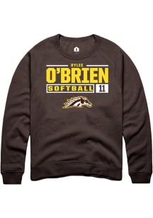 Rylee O'Brien  Rally Western Michigan Broncos Mens Brown NIL Stacked Box Long Sleeve Crew Sweatshi..