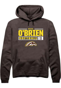 Rylee O'Brien  Rally Western Michigan Broncos Mens Brown NIL Stacked Box Long Sleeve Hoodie