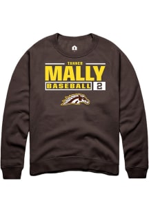 Tanner Mally  Rally Western Michigan Broncos Mens Brown NIL Stacked Box Long Sleeve Crew Sweatshir..