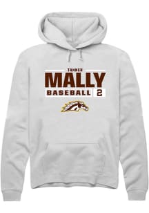 Tanner Mally  Rally Western Michigan Broncos Mens White NIL Stacked Box Long Sleeve Hoodie