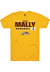 Tanner Mally  Western Michigan Broncos Gold Rally NIL Stacked Box Short Sleeve T Shirt