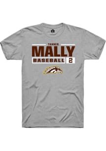 Tanner Mally  Western Michigan Broncos Grey Rally NIL Stacked Box Short Sleeve T Shirt
