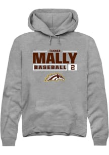 Tanner Mally  Rally Western Michigan Broncos Mens Grey NIL Stacked Box Long Sleeve Hoodie