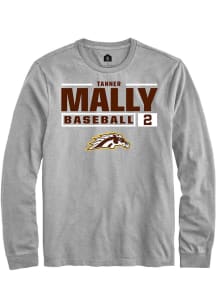 Tanner Mally  Western Michigan Broncos Grey Rally NIL Stacked Box Long Sleeve T Shirt