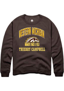 Thierry Campbell  Rally Western Michigan Broncos Mens Brown NIL Arch Logo Long Sleeve Crew Sweatsh..