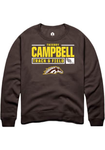 Thierry Campbell  Rally Western Michigan Broncos Mens Brown NIL Stacked Box Long Sleeve Crew Sweat..