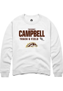Thierry Campbell  Rally Western Michigan Broncos Mens White NIL Stacked Box Long Sleeve Crew Sweat..