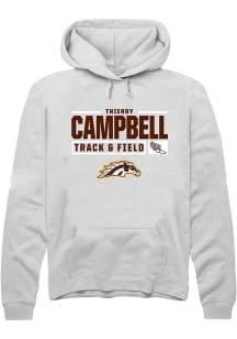Thierry Campbell  Rally Western Michigan Broncos Mens White NIL Stacked Box Long Sleeve Hoodie