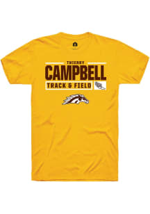 Thierry Campbell  Western Michigan Broncos Gold Rally NIL Stacked Box Short Sleeve T Shirt