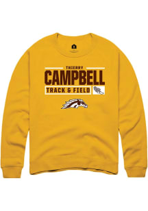 Thierry Campbell  Rally Western Michigan Broncos Mens Gold NIL Stacked Box Long Sleeve Crew Sweats..