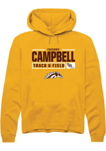 Thierry Campbell  Rally Western Michigan Broncos Mens Gold NIL Stacked Box Long Sleeve Hoodie