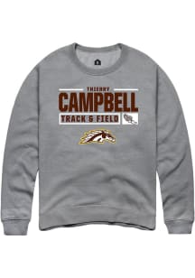 Thierry Campbell  Rally Western Michigan Broncos Mens Grey NIL Stacked Box Long Sleeve Crew Sweats..