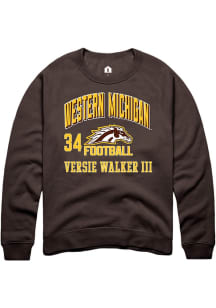 Versie Walker III  Rally Western Michigan Broncos Mens Brown Football NIL Arch Logo Long Sleeve Cr..