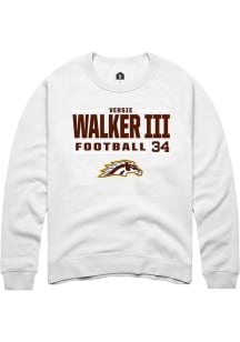 Versie Walker III  Rally Western Michigan Broncos Mens White Football NIL Stacked Box Long Sleeve..