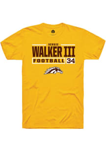 Versie Walker III  Western Michigan Broncos Gold Rally Football NIL Stacked Box Short Sleeve T Shi..