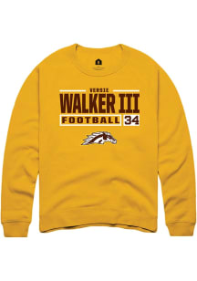 Versie Walker III  Rally Western Michigan Broncos Mens Gold Football NIL Stacked Box Long Sleeve C..