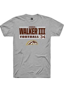 Versie Walker III  Western Michigan Broncos Grey Rally Football NIL Stacked Box Short Sleeve T Shi..