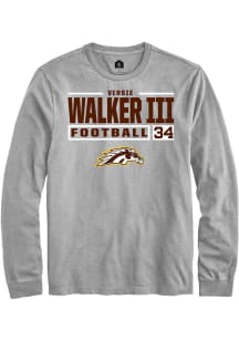 Versie Walker III  Western Michigan Broncos Grey Rally Football NIL Stacked Box Long Sleeve T Shir..