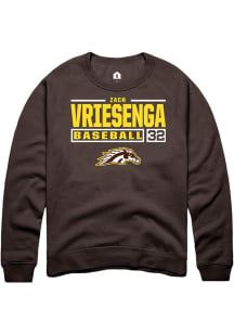 Zach Vriesenga  Rally Western Michigan Broncos Mens Brown NIL Stacked Box Long Sleeve Crew Sweatsh..