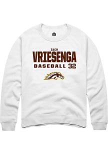 Zach Vriesenga  Rally Western Michigan Broncos Mens White NIL Stacked Box Long Sleeve Crew Sweatsh..