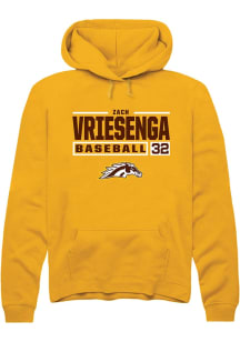 Zach Vriesenga  Rally Western Michigan Broncos Mens Gold NIL Stacked Box Long Sleeve Hoodie