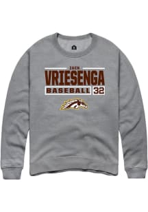 Zach Vriesenga  Rally Western Michigan Broncos Mens Grey NIL Stacked Box Long Sleeve Crew Sweatshi..