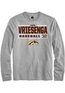 Zach Vriesenga  Western Michigan Broncos Grey Rally NIL Stacked Box Long Sleeve T Shirt