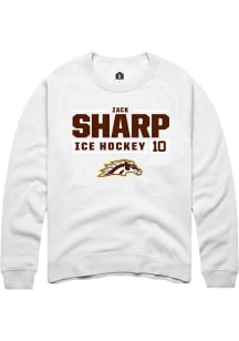 Zack Sharp  Rally Western Michigan Broncos Mens White NIL Stacked Box Long Sleeve Crew Sweatshirt