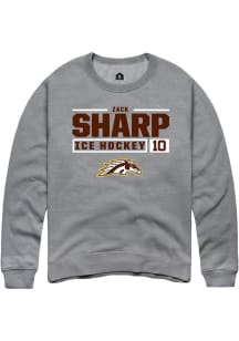 Zack Sharp  Rally Western Michigan Broncos Mens Grey NIL Stacked Box Long Sleeve Crew Sweatshirt