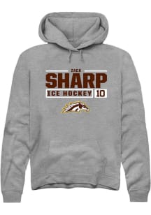 Zack Sharp  Rally Western Michigan Broncos Mens Grey NIL Stacked Box Long Sleeve Hoodie