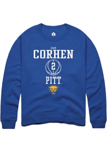 Cam Corhen  Rally Pitt Panthers Mens Blue NIL Sport Icon Long Sleeve Crew Sweatshirt