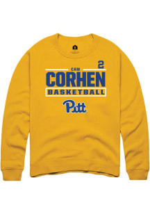 Cam Corhen  Rally Pitt Panthers Mens Gold NIL Stacked Box Long Sleeve Crew Sweatshirt