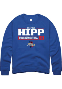 Brayden Hipp  Rally Tulsa Golden Hurricane Mens Blue NIL Stacked Box Long Sleeve Crew Sweatshirt