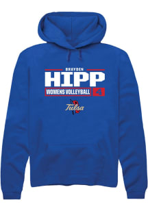 Brayden Hipp  Rally Tulsa Golden Hurricane Mens Blue NIL Stacked Box Long Sleeve Hoodie