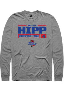Brayden Hipp  Tulsa Golden Hurricane Graphite Rally NIL Stacked Box Long Sleeve T Shirt