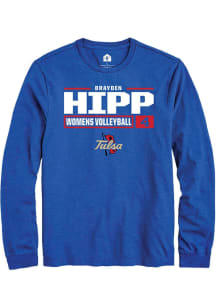 Brayden Hipp  Tulsa Golden Hurricane Blue Rally NIL Stacked Box Long Sleeve T Shirt