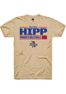 Brayden Hipp  Tulsa Golden Hurricane Tan Rally NIL Stacked Box Short Sleeve T Shirt