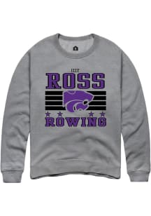 Izzy Ross  Rally K-State Wildcats Mens Grey NIL Striped Long Sleeve Crew Sweatshirt