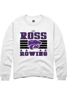 Izzy Ross  Rally K-State Wildcats Mens White NIL Striped Long Sleeve Crew Sweatshirt