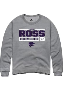 Izzy Ross  Rally K-State Wildcats Mens Graphite NIL Stacked Box Long Sleeve Crew Sweatshirt