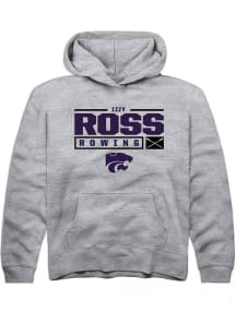 Izzy Ross  Rally K-State Wildcats Youth Grey NIL Stacked Box Long Sleeve Hoodie