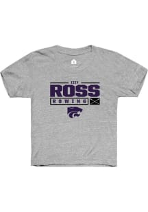 Izzy Ross  Rally K-State Wildcats Youth Grey NIL Stacked Box Short Sleeve T-Shirt