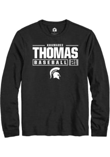 Khamaree Thomas  Michigan State Spartans Black Rally NIL Stacked Box Long Sleeve T Shirt