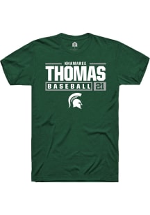 Khamaree Thomas  Michigan State Spartans Green Rally NIL Stacked Box Short Sleeve T Shirt