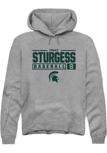 Isaac Sturgess  Rally Michigan State Spartans Mens Graphite NIL Stacked Box Long Sleeve Hoodie