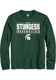 Isaac Sturgess  Michigan State Spartans Green Rally NIL Stacked Box Long Sleeve T Shirt